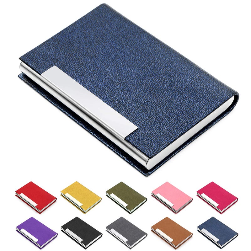 Padike Business Card Holder, Blue, Faux Leather, RFID Protected, Stylish Design - Image 1